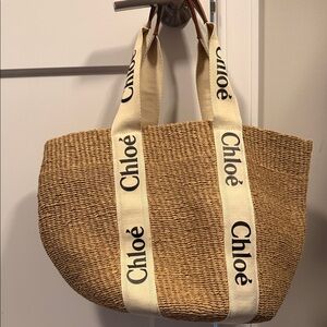 Chloe “Woody” Tan Woven Tote Bag